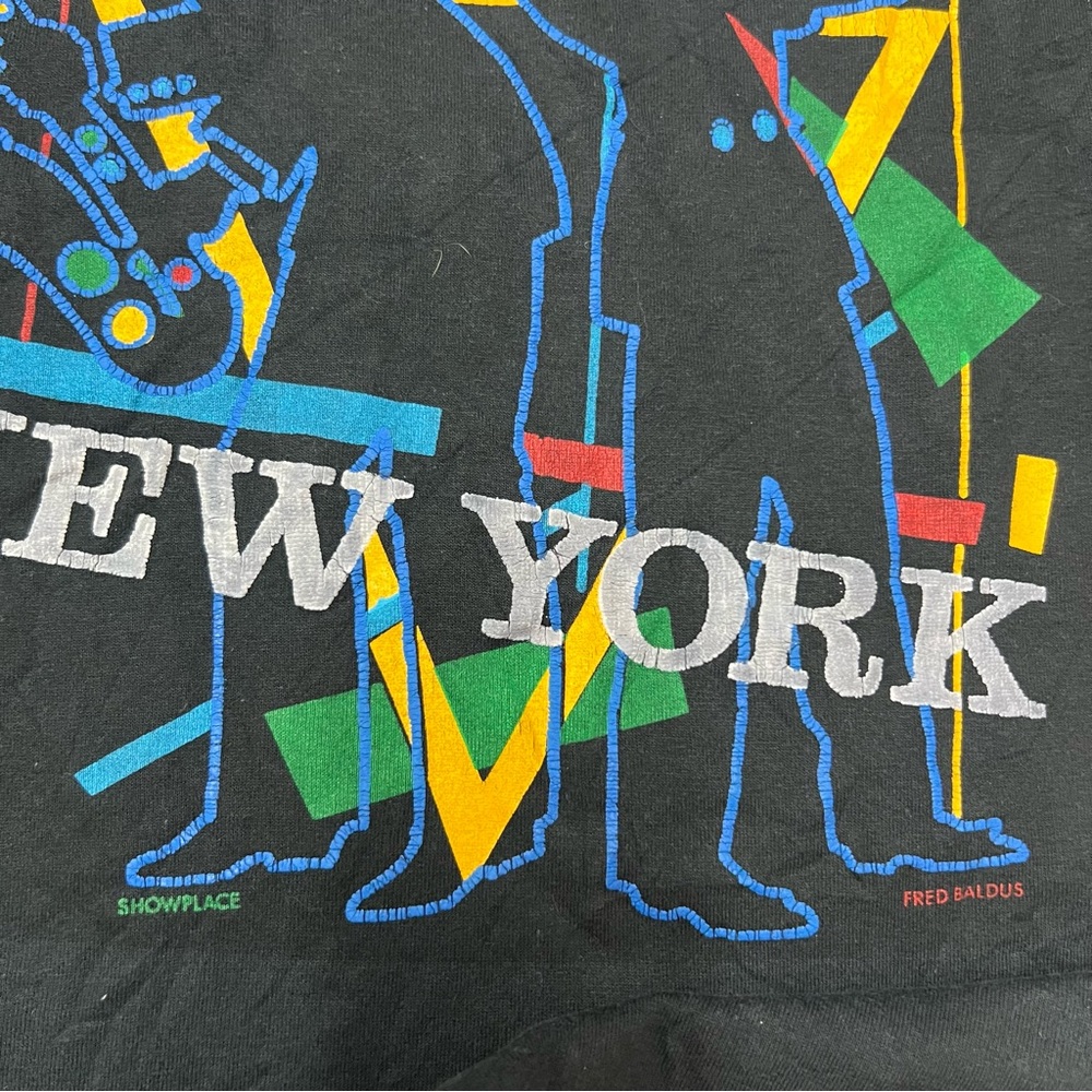Vintage New York Shirt Adult Medium? Black Jazz Graphic SHOWPLACE FRED BALDUS 80 - Picture 6 of 10